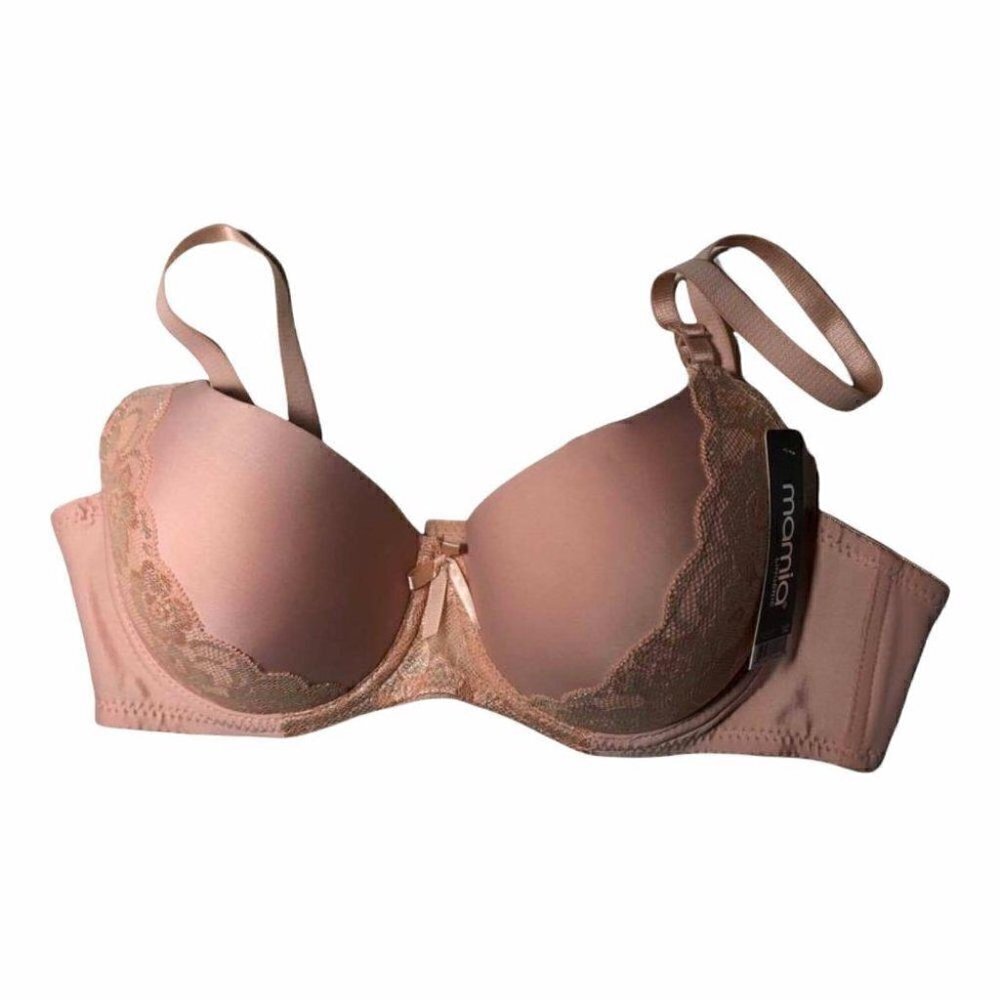 🛒 $8 - Lingerie Lace Padded T-Shirt Bra Beige Size 34C NEW #3012-2